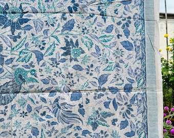 Handprinted Batik Cotton Fabric: Indonesian Floral Sarong, Lungi (2.6 yd)