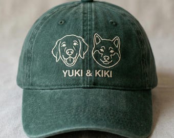 Personalized Pet Loss Hat, Custom Embroidered Dog or Cat Portrait, Memorial Gift for Pet Lovers