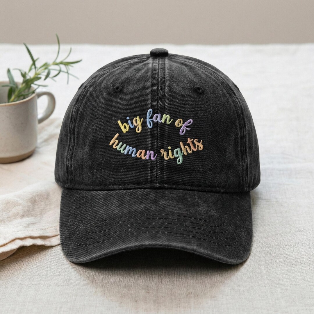 Human Rights Dad Big Fan of Human Rights Curved Text Hat, Embroidered Wash Dad Cap ...
