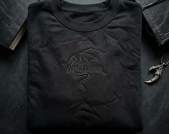 Besticktes Flügelführer Sweatshirt, Drachenreiter Bekleidung, Vierter Flügel inspirierter Hoodie, Fantasy Buch Club Shirt, Dark Academia Leser Geschenk