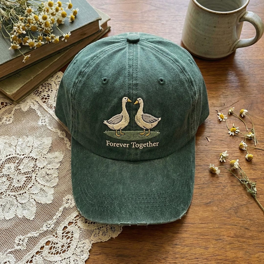 Forever Together Goose Hat, Embroidered Washed Dad Cap, Couple Goose ...