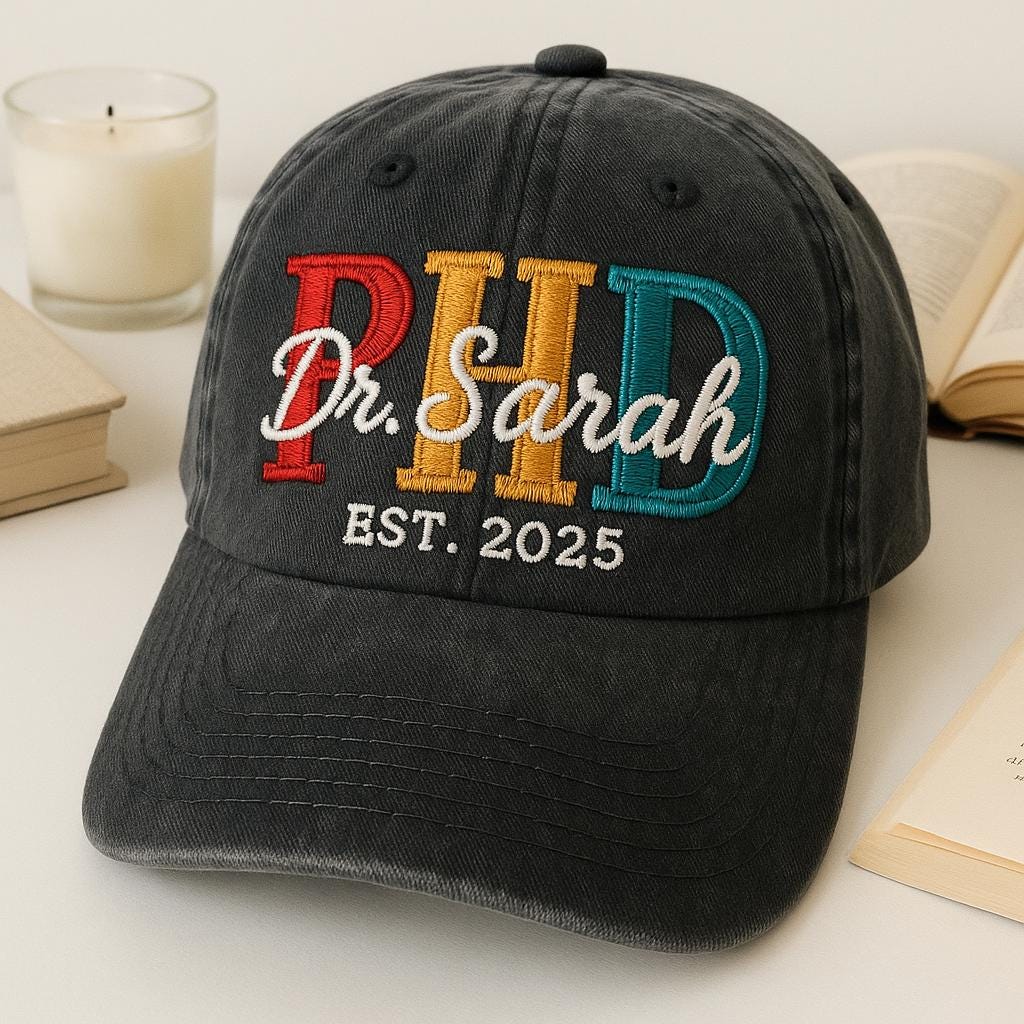 Phd Graduation Hat, Custom Name Embroidered Cap, Washed Dad Hat ...
