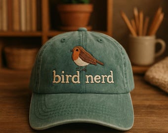Bird Nerd Embroidered Hat, Bird Watching Gift, Ornithology Cap, Robin Bird Icon, Nature Lover Baseball Hat, Cute Animal Dad Cap, Hobby
