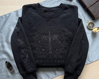 Sweat-shirt brodé quatrième aile, sweat à capuche personnalisé Basgiath War College, cadeau lecteur fantastique Dragon Rider, ras du cou livresques