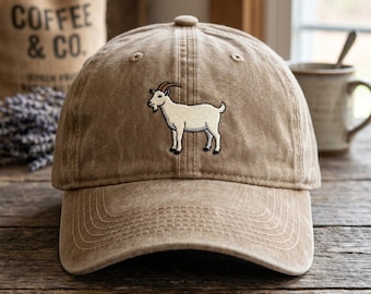 Ziege Stickerei Hut, Landleben Geschenk, süße Ziege Mütze, G.O.A.T Bekleidung, Bergziege Hut, Home sollte sich nicht in die Kleidung waschen