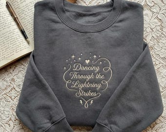 Inspirational Lightning Embroidered Sweatshirt, Dancing Girl Shirt, Concert Wear Crewneck, Motivational Quote Clothing