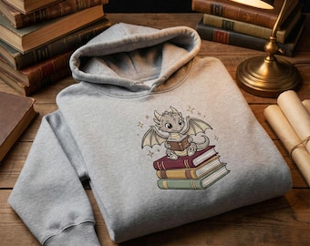 Fantasy Dragon Sweatshirt, Embroidered Bookworm Crewneck, Fourth Wing Style, Cozy Reading Shirt, Book Gift