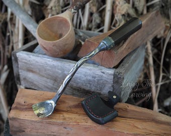 Gebogene Beitel mit langem gekröpften Hals, Lange gebogene Beitel, handgeschmiedete Werkzeuge, Kuksa Schnitzerei, Schüssel, Löffel Schnitzerei, gebogene Beitel Meißel, Schnitzwerkzeuge