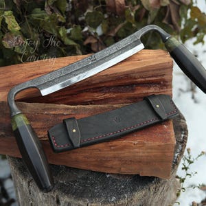 Drawingknife 20 cm cutting edge, Hand Forged Drawknife, Wood Carving Tool, Wood Shaping Knife, 52100 Carbon Steel Spoon Carving Tool, Gift
