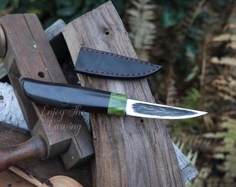 Hand Forged Single-Sided Carving Knife – Precision Wood Carving Tool, Handmade Blacksmith Knife for Detail Work, Woodworking Carving Knife