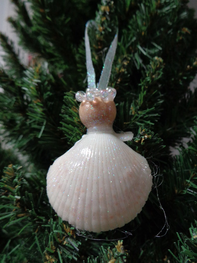 Shell Tree Decoration Small Iridescent Pectin Shell Angel Christmas Tree Ornament