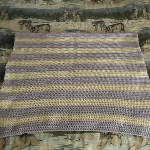 Aran and Lilac Hand Crocheted Stripes Afghan, Blanket, Throw Home Decor image 9