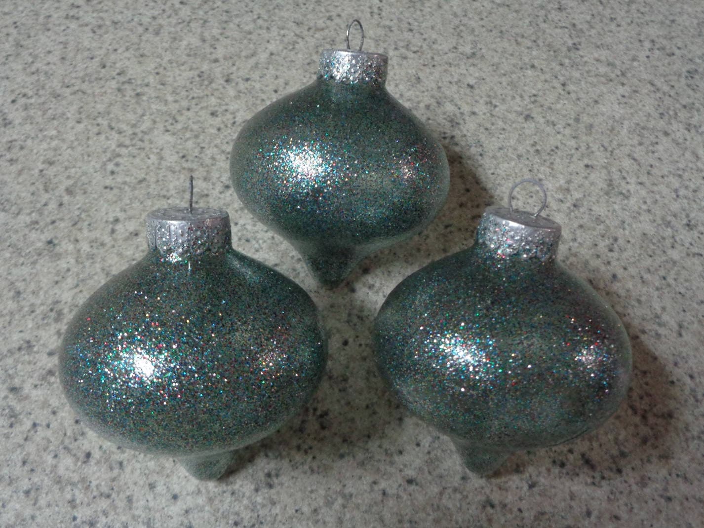 Set of 3 Multi Colored Glass Tops Christmas Tree Ornaments Etsy