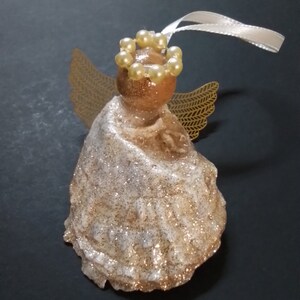 Gold Oyster Shell Angel Christmas OrnamentL