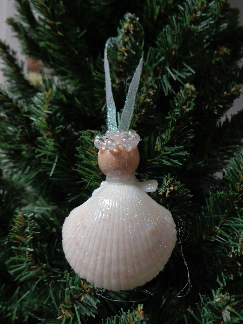 Shell Tree Decoration Small Iridescent Pectin Shell Angel Christmas Tree Ornament