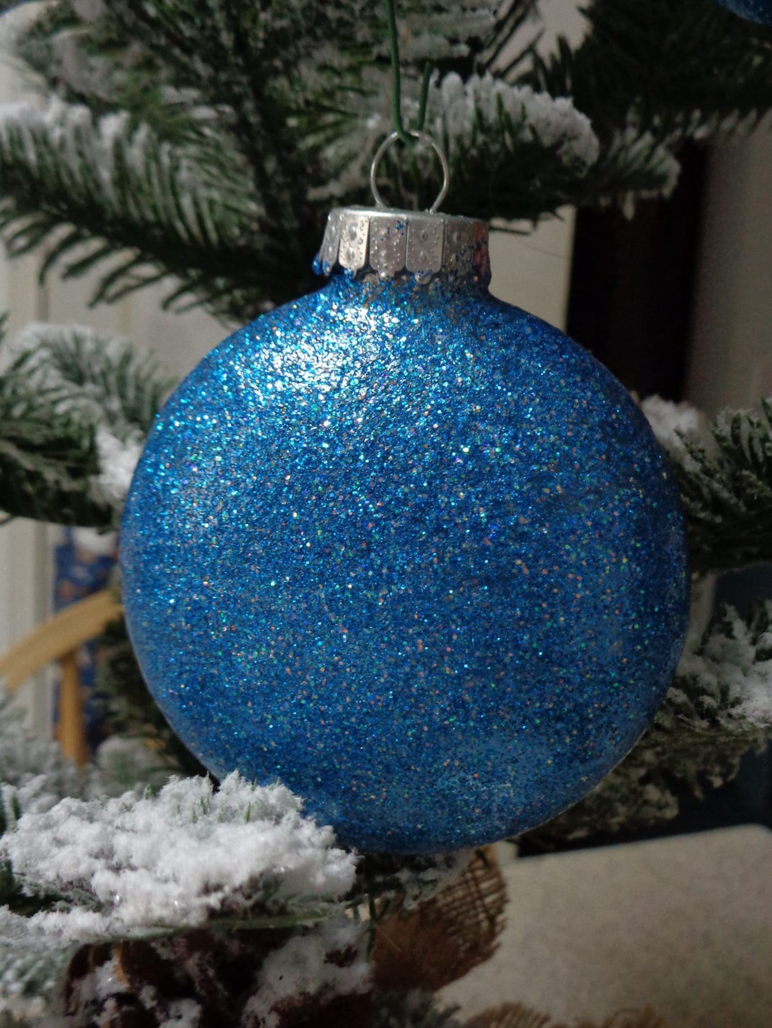 Set of 3 Blue Glass Orbs Christmas Tree Ornaments Etsy