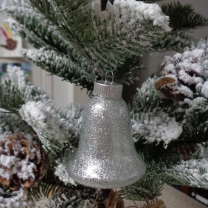 Set of 3 Silver Glass Bells Christmas Tree Ornaments - Etsy