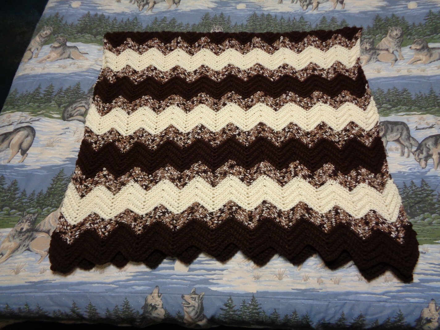 Espresso, Aran and Chocolate Hand Crocheted Small Ripple Afghan ...