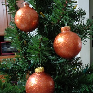 Set of 3 Medium Orange Glass Ball Christmas Ornaments - Christmas Decorations