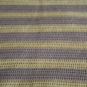 Aran and Lilac Hand Crocheted Stripes Afghan, Blanket, Throw Home Decor image 6