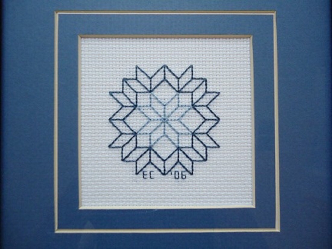 Blue Celtic Rose Cross Stitch Picture Wall Decor Etsy