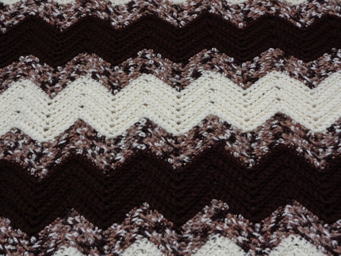 Espresso, Aran and Chocolate Hand Crocheted Small Ripple Afghan ...
