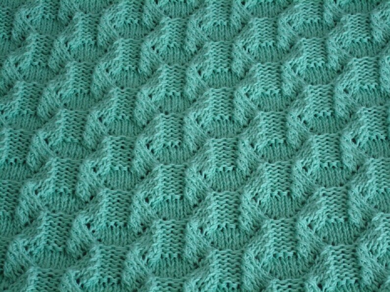 Soft Sage Hand Knitted Geometric Afghan, Blanket, Throw Home Decor image 7