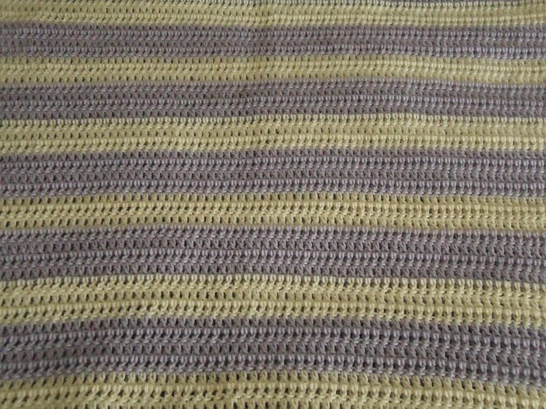 Aran and Lilac Hand Crocheted Stripes Afghan, Blanket, Throw Home Decor afbeelding 10