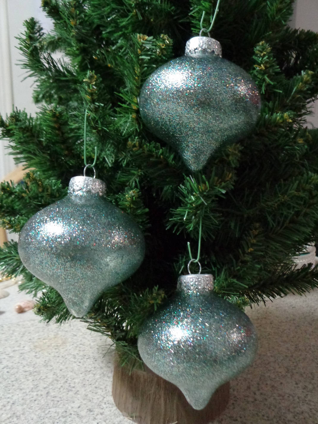 Set of 3 Multi Colored Glass Tops Christmas Tree Ornaments Etsy