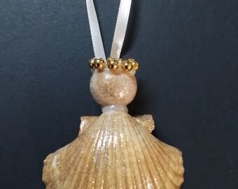Medium Iridescent Shell Angel Christmas Ornament, Beach House Decor, Shell Angel  Ornament