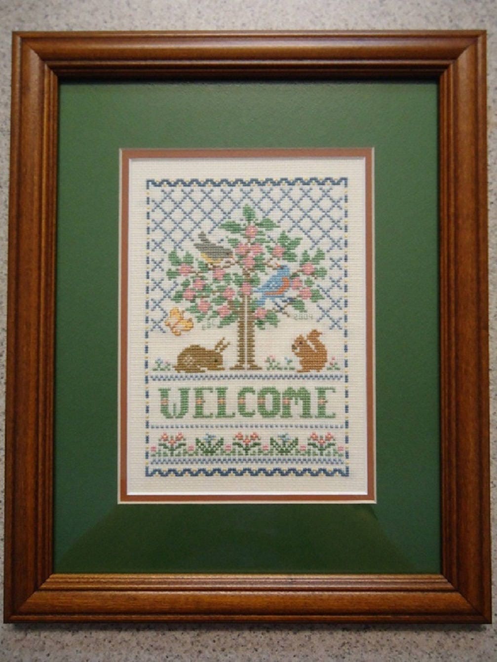 Woodlands Animals Welcome Sampler Completed and Framed Cross - Etsy