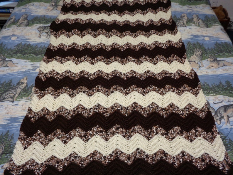 Espresso, Aran and Chocolate Hand Crocheted Small Ripple Afghan ...