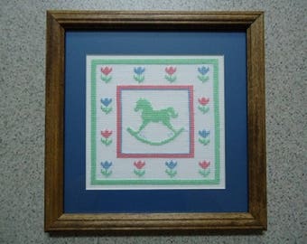 Baby Hobby Horse Cross Stitch Picture - Wall Decor,  Nursery