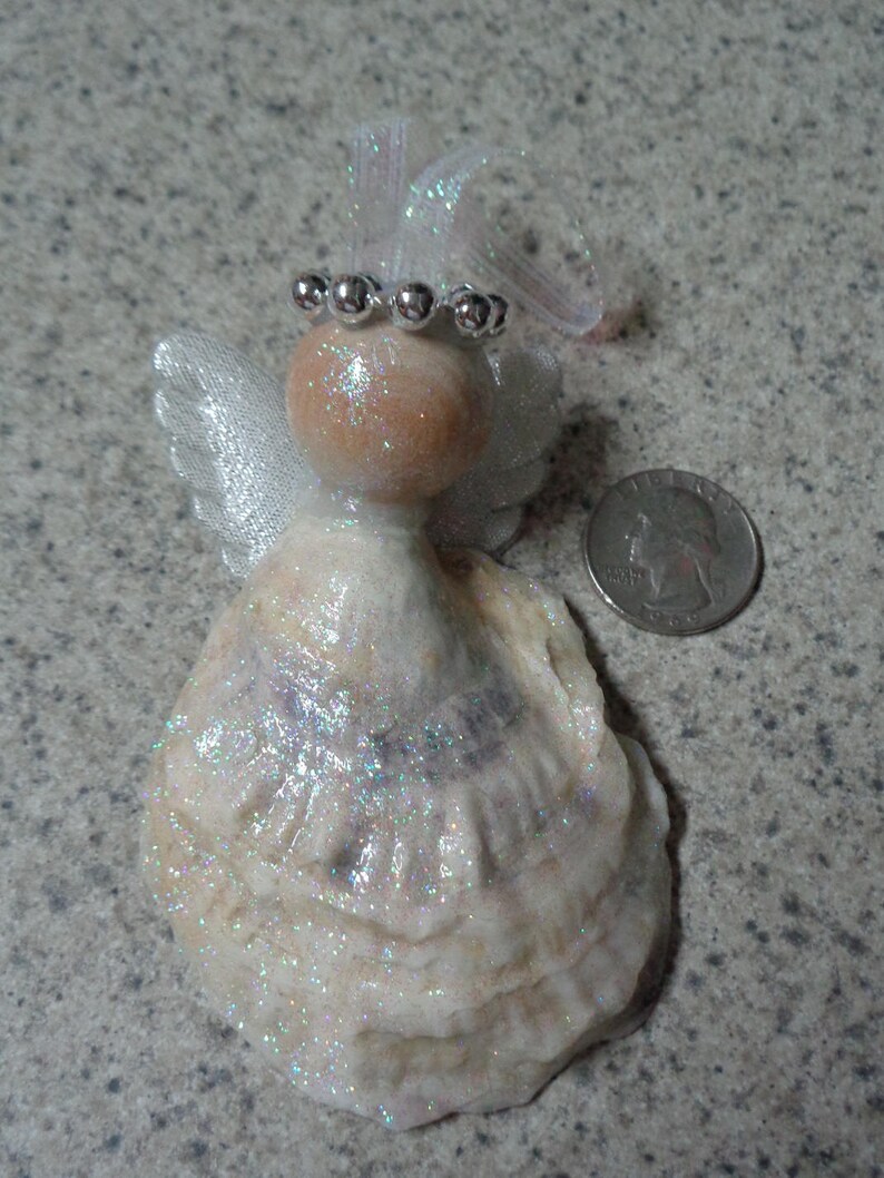 Iridescent Oyster Shell Angel Christmas Tree Ornament Beach Tree Decoration Shell Tree Decor