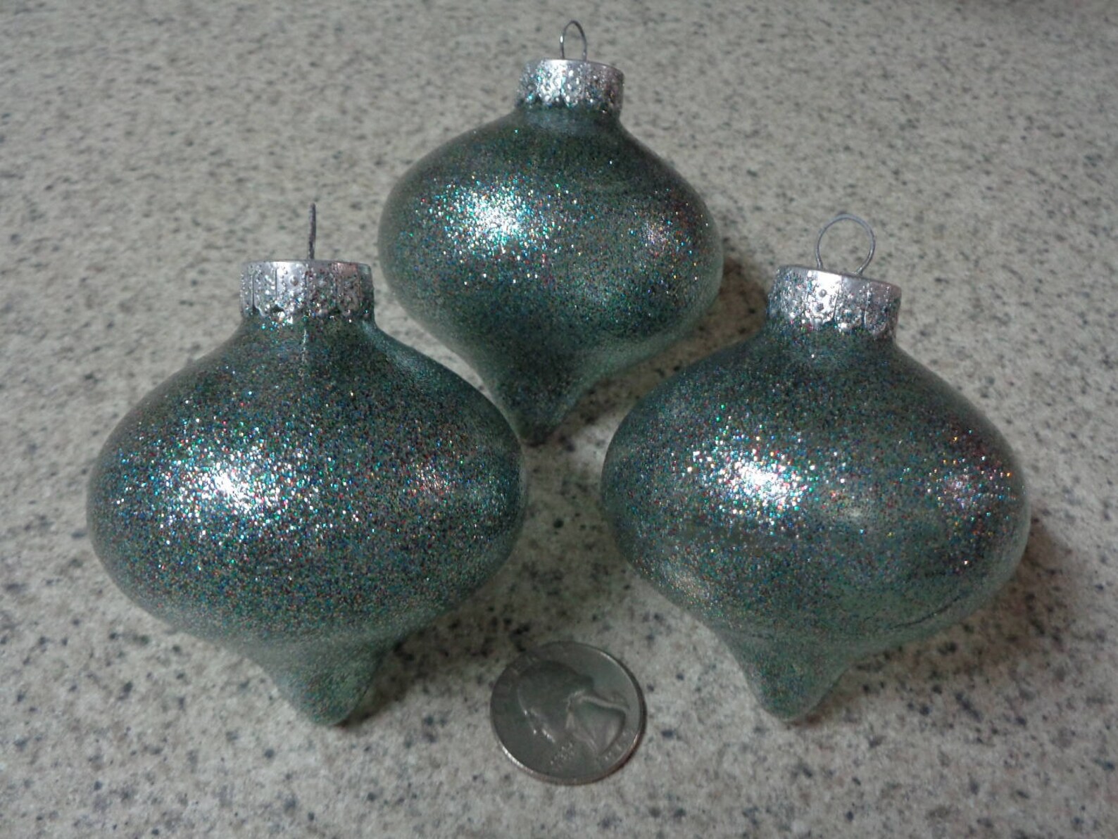 Set of 3 Multi Colored Glass Tops Christmas Tree Ornaments Etsy