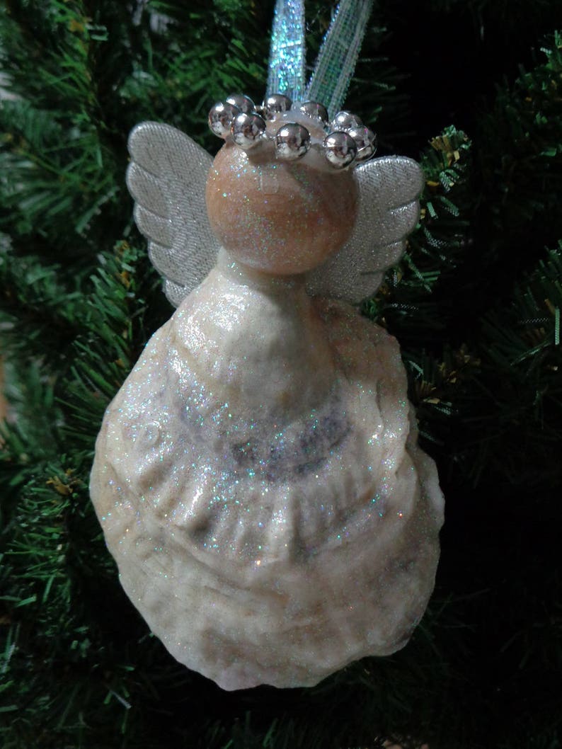 Iridescent Oyster Shell Angel Christmas Tree Ornament Beach Tree Decoration Shell Tree Decor