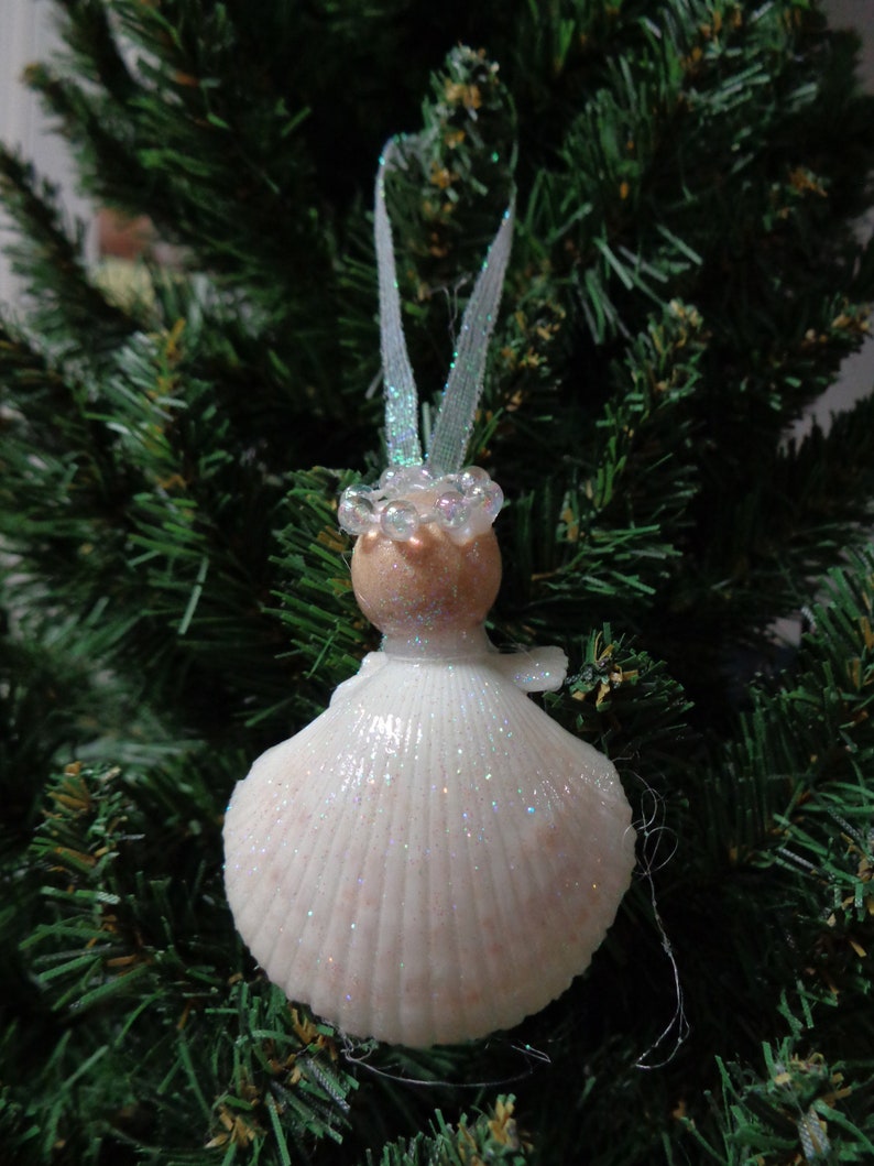 Shell Tree Decoration Small Iridescent Pectin Shell Angel Christmas Tree Ornament