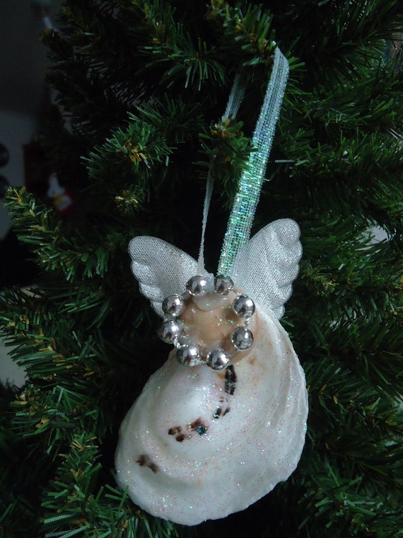 Iridescent Oyster Shell Angel Christmas Tree Ornament Beach Tree Decoration Shell Tree Decor