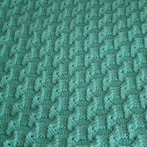 Soft Sage Hand Knitted Geometric Afghan, Blanket, Throw Home Decor image 5