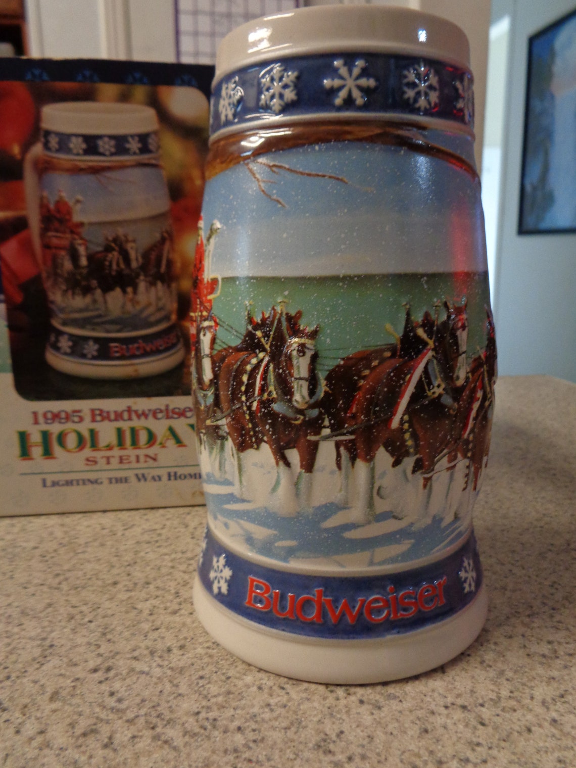 1995 Budweiser Holiday Stein Lighting The Way Home