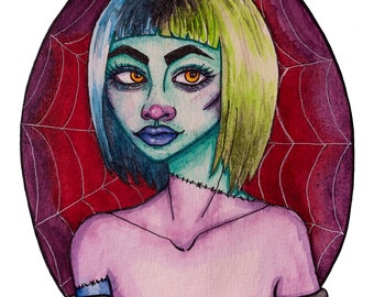 Impresión de arte Frankengirl encantadora (5 "x 7")