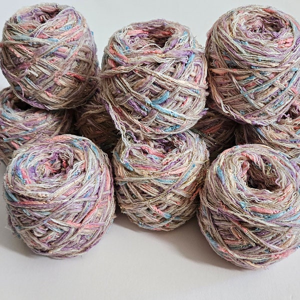 Unique one-of-a-kind yarn made from recycled and unravelled thrift shop sweaters