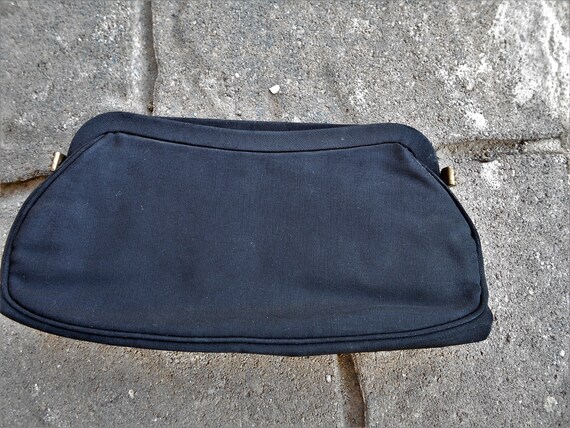 Vintage Clutch Purse Handbag Black Faille Garay 1… - image 4