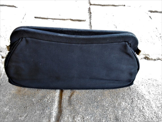 Vintage Clutch Purse Handbag Black Faille Garay 1… - image 1