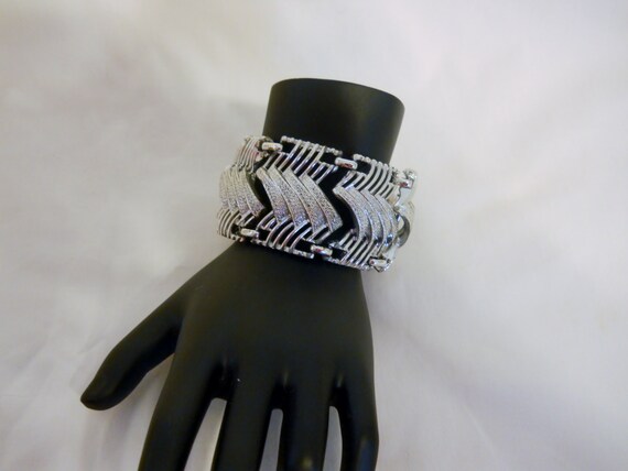 Vintage Coro Silver Chevron Bracelet Coro 1950s P… - image 5