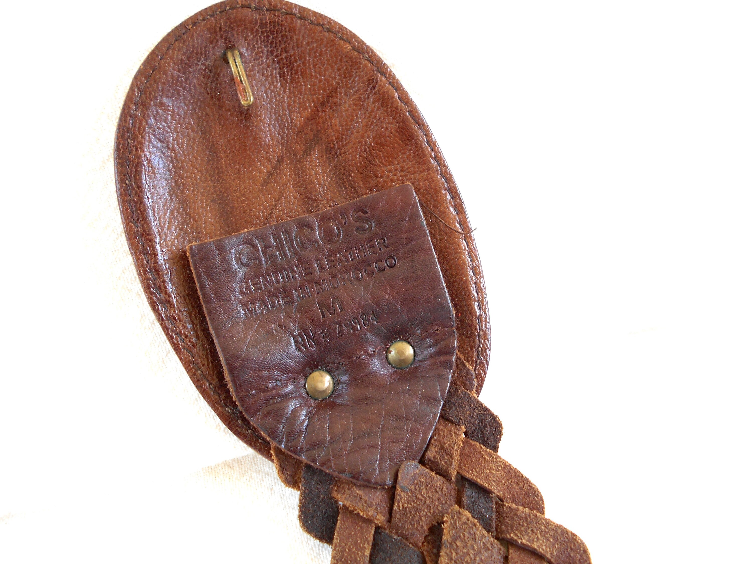 Chico\'s Leather Woven Belt Size M Brown Large Buckle Womens Chico main image 2