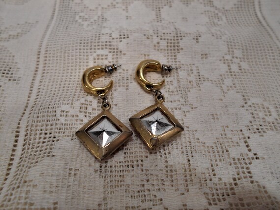 Ruby Red Dangle Earrings Pierced 1990s - image 4