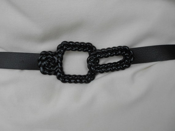 Chico's Ladies Black Leather Belt with Black Buck… - image 1