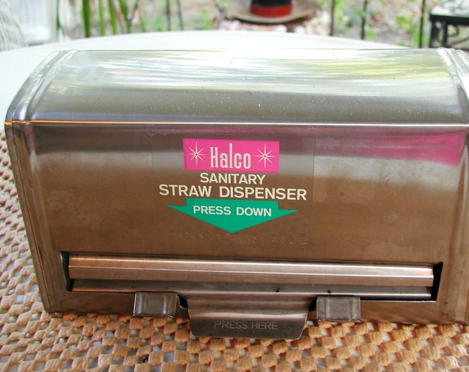Vintage Stainless Steel Drinking Straw Holder Dispenser Halco SALE Etsy