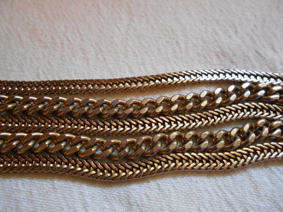 Vintage Multi Chain Bracelet Monet 1970s Gold tone - image 3
